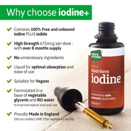 Natural Dual-Form Iodine : 100% Free and Unbound Iodine/Iodide Supplement. 675mcg (30ml) for Energy, Mood & Metabolism. Made in The UK.