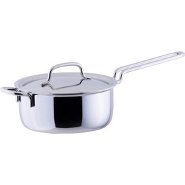 Miyazaki Seisakusho GEO-14N Geo Single-Handled Pot, 5.5 inches (14 cm), Made in Japan, Induction Compatible, Compatible with All Heat Sources, Silver