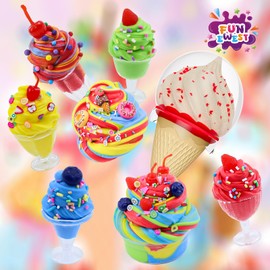 Mini Ice Cream Slime Kit for Girls, Fluffy Butter Slime Making Kit, DIY Slime Kit with 30+ Pieces for Ages 8-12, Fun Holiday Gift Idea for Birthday & Easter