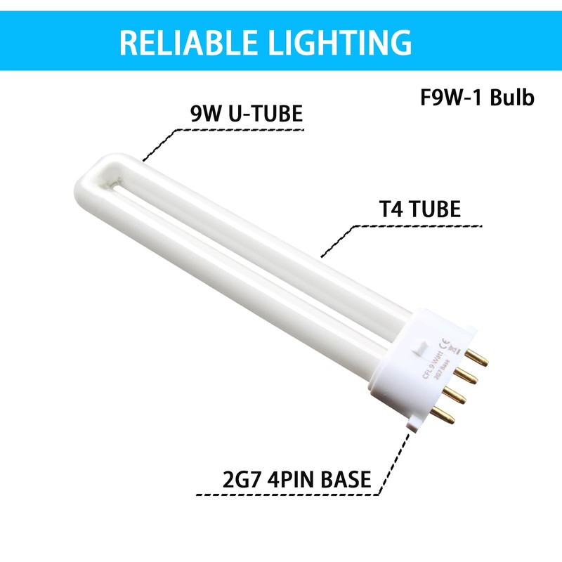 9 Watt 2G7 Base Fluorescent Light Bulb,Replacement for Satco S8365,