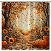 FAXTOZ Fall Shower Curtain Autumn Maple Forest Fallen Leaf Pumpkin
