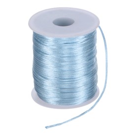 HARFINGTON Satin Nylon Cord String 2mm 330 Feet Silky Smooth Bracelets String for Macrame Kumihimo Chinese Knot Necklaces Beading Jewelry Making, Sky Blue