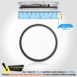 2 Pack - 30 oz Replacement Rubber Lid Ring, 3.7 Inch Diameter Gasket Seals, Black Lid Gasket Rings for Insulated Stainless Steel Tumbler fits Yti, Ozark Trail, Beast and Renowned Brands