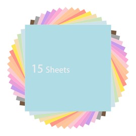 AHIJOY Pastel Adhesive Vinyl Bundle 15 Pack 12"x12" Pale/Light Colors Permanent Vinyl Sheets for Silhouette Cameo,15 Matte Colors