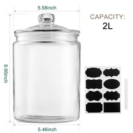 Glass Jars 64 oz,Candy Jar with Lid For Household,Food Grade Clear Jars (3 Pack)