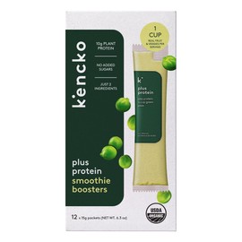 kencko Plus Protein Smoothie Booster - 12 Single Serve Plant Protein Packets - 10g Protein Each - Organic Pea Protein, One of Nature’s Original Superfoods - Mix with Any Smoothie Flavor