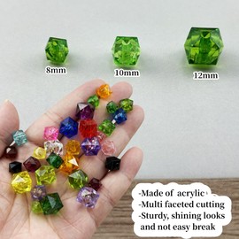 100pcs 12mm Acrylic Cube Beads Square Faceted Acrylic Beads with Hole Plastic Spacer Beads for Bracelets Necklace Earring Making Supplies(Green)