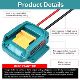 Fiihio for Power Wheels Adapter Compatible with Makita 18V Battery, Power Converters with 14 Gauge Wire for RC Toys, Robotics and Car Repair,1 Pack-Blue (No Battery)