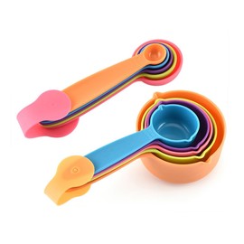 10 Pcs Plastic Stackable Measuring Cups and Spoons for Ingredients Food Prep Cooking Colorful