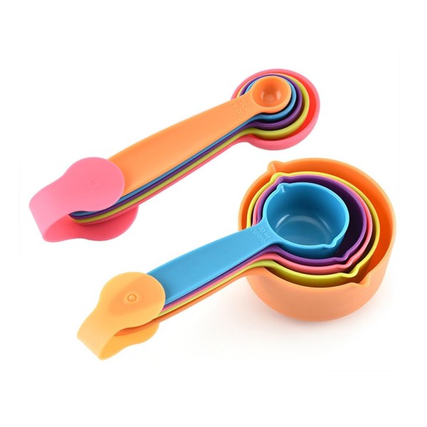 10 Pcs Plastic Stackable Measuring Cups and Spoons for Ingredients
