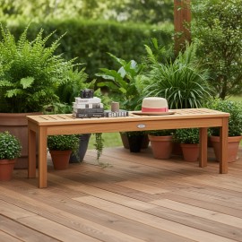 Acacia Wood Outdoor Patio Bench 52 Inch Durable Modern Design Contemporary Style Seating For 4 Teak Colorcolor: Teak color