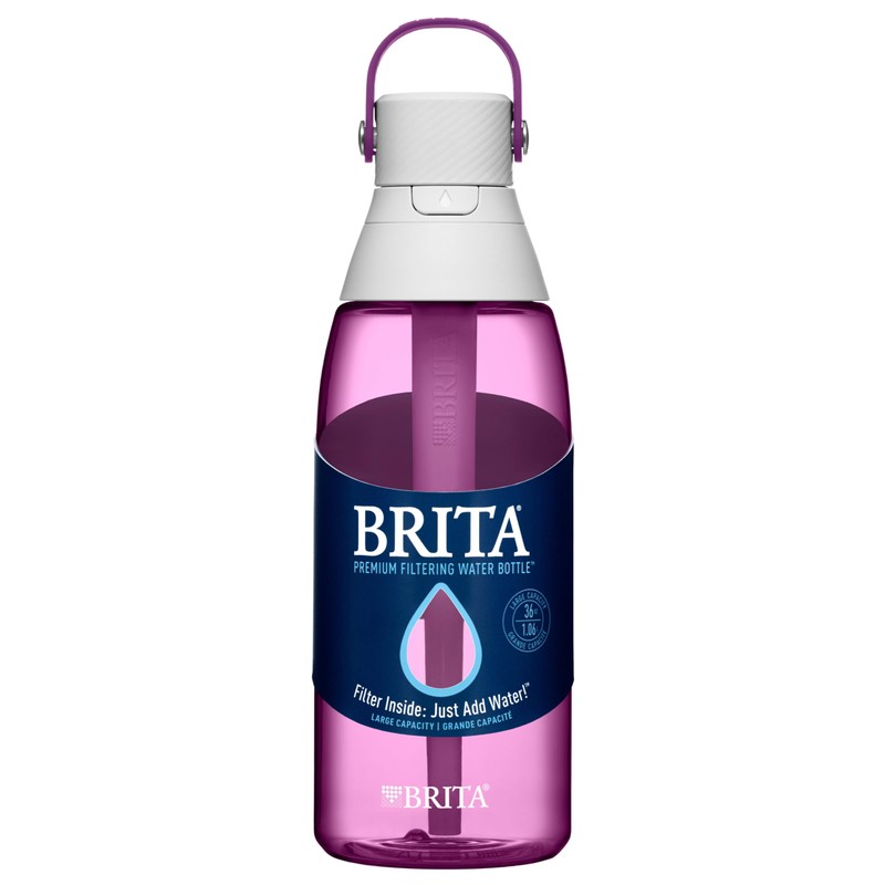 Brita Hard-Sided Plastic Premium Filtering Water Bottle, BPA-Free, Reusable, Replaces