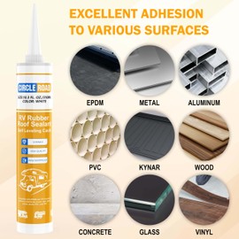 4 Pack RV Roof Sealant, Self-Leveling Lap Sealant White, Flexible Repair RV Sealant and Caulking for Roofing, Trailers, Campers, Maintenance