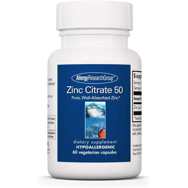 Allergy Research Group - Zinc Citrate 50 mg 60 caps [Health and Beauty]