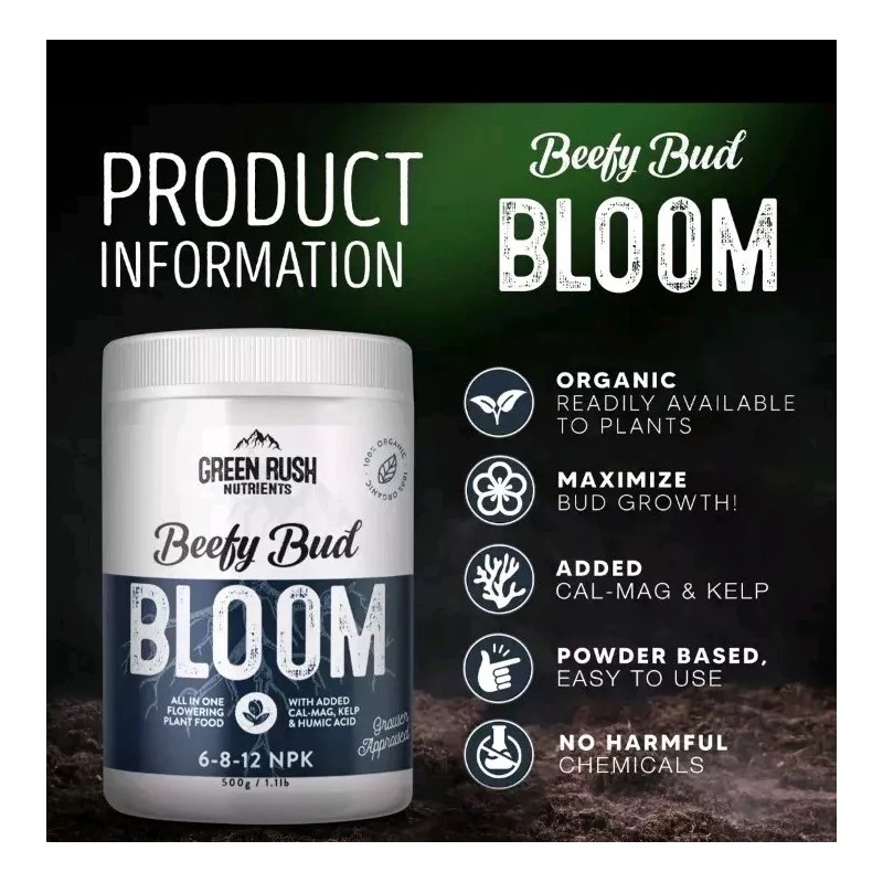 Green Rush Nutrients BEEFY BUD BLOOMS 6-8-12 2 OUNCES SAMPLE