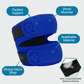 360 RELIEF - Patella Knee Support Double Strap Brace | Compression for Stability and Performance | Blue for Men and Women with Mesh Laundry Bag