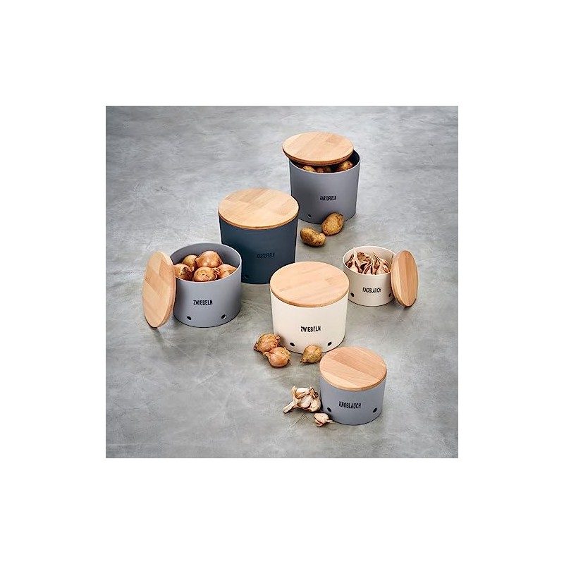 Magu Natur-Design Garlic Pot Beige - Modern Garlic Container with