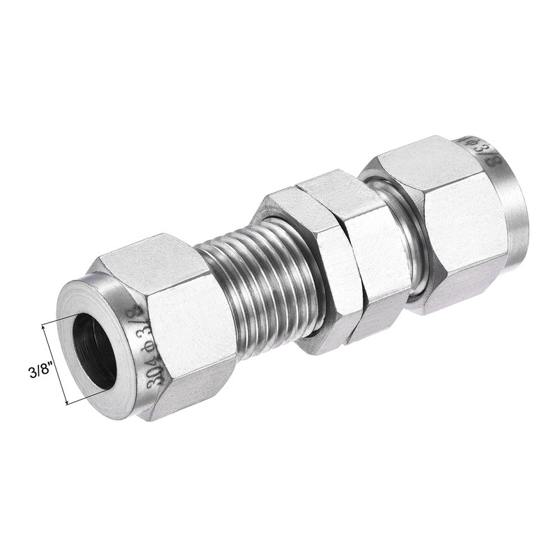 sourcing map Compression Pipe Fitting 3/8" Pipe OD x 3/8"