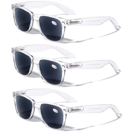 V.W.E. 3 Pairs Classic 80's Reading Sunglasses - Tinted Reader - Not Bifocal - Unisex (3 Clear, 1.50, multiplier_x)