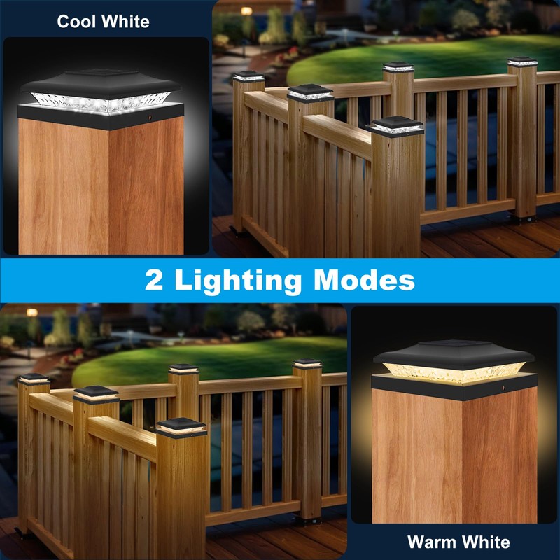 TSUNESLUX 12 Pack Solar Post Cap Lights Outdoor, 2 Modes