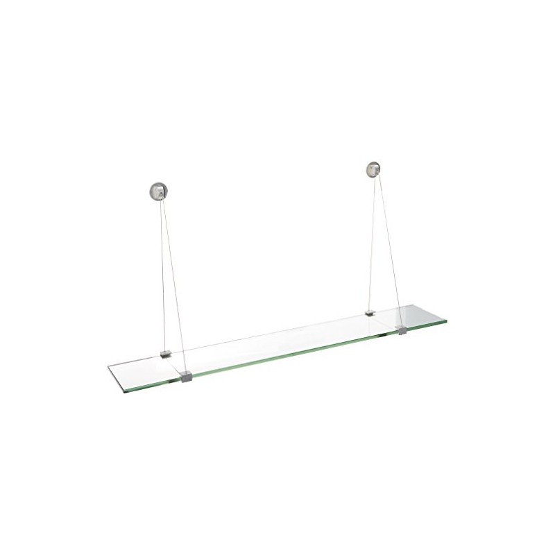 Spancraft Glass CR-6x33-Brushed Steel Crane Glass Shelf, Brushed Steel, 6"