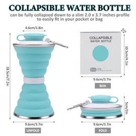 jessie Collapsible Water Bottles 17 oz Silicone Foldable Water Bottles Portable Travel Water Bottle with Buckle for Camping Hiking Sports Outdoor Gym Summer (1 Piece Light Blue)