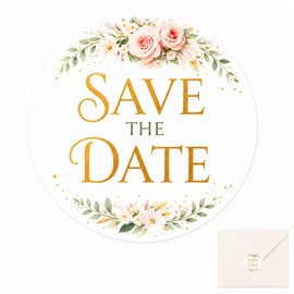 Save The Date Envelope Stickers: 120 Pcs Floral Seals 1.6 Inch