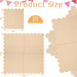 100 Servilletas de Cóctel Festoneadas Servilletas de Papel Grueso Servilletas Desechables para Fiestas Servilletas para Bebidas para Boda Cena Suministros Cumpleaños, 5 x 5 Pulgadas (Naranja Claro)