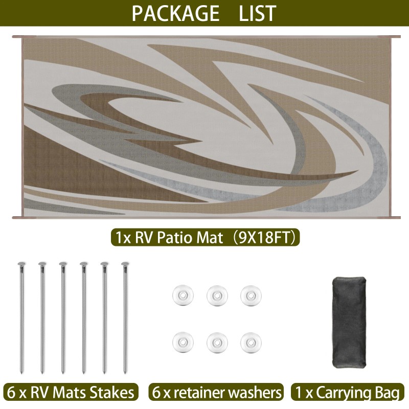 EEZ RV Products 9'x18'FT Heavy Duty Reversible/Dur - Brown