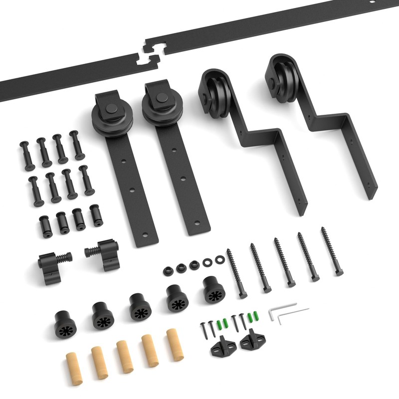 AONAYIOA 7.5FT Bypass Sliding Barn Door Hardware Kit, Combination Track