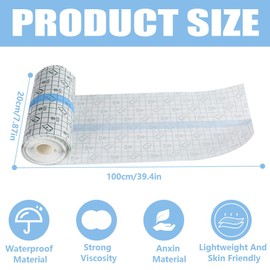 Vmxlso Tattoo Film Healing, 20 cm x 10 m Shower Plaster, Waterproof, Large After Surgery, Tattoo Plaster, Waterproof, Second Skin Tattoo, Waterproof Plaster for Tattooed Skin Wound Protection