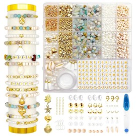 Auralura Natural Stone Beads Bracelet Making Kit, Jewelry Making Kit for Adults, Natural Stone Crystal Beads Friendship Bracelet Making Kit with Charms DIY Craft Gifts for Teen Girls