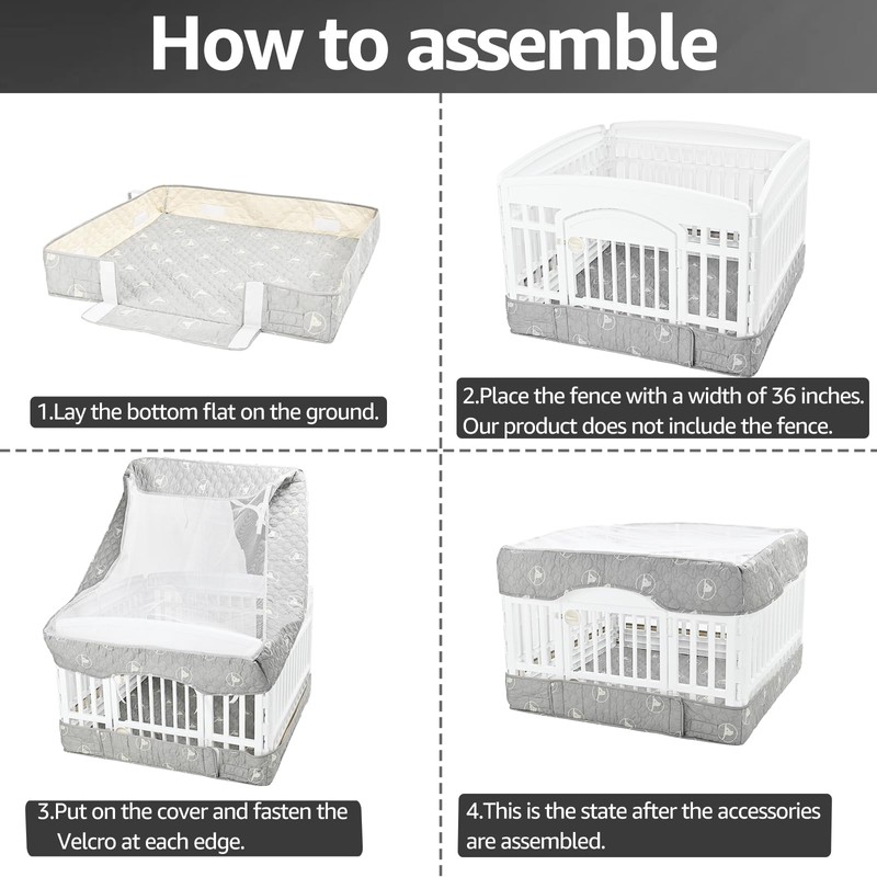 PJYuCien Dog Playpen Bottom Pad and Cover Fits for 36