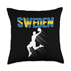 G2T Sweden Summer Sports Basketball Sweden Basketball Fans Jersey-Swedish Flag Slam Dunk Sport Throw Pillow, 18x18, Multicolor