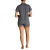 Tahari Women's Notch Collar Top and Shorts Pajama Set, Charcoal