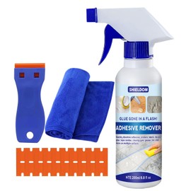 SHIELDOM Adhesive Remover Sticker Removal Surface Safe Glue Remover Rapidly Dissolve & Soften Adhesives Easily Remove Decals, Label, Tape Residue, Gum, Grease with Plastic Scraper & Towel 6.8oz/200ml