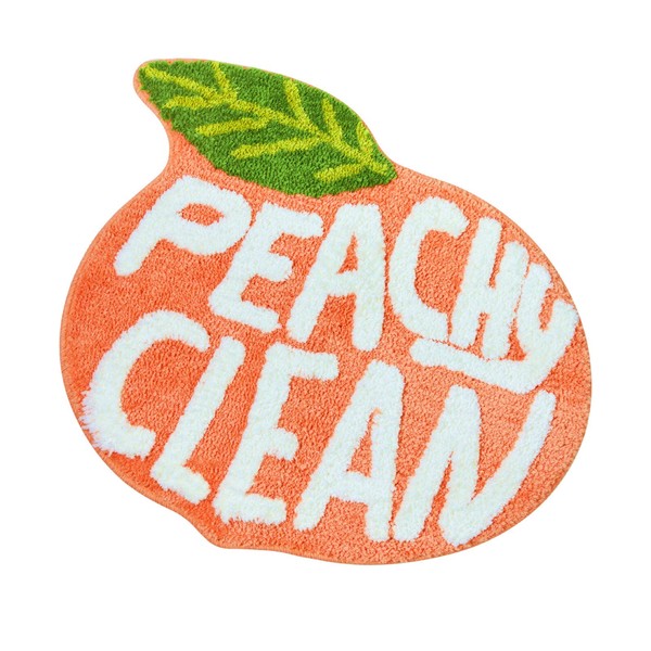 Peach Clean Bath Mat, Bathroom Decor Area Rug Peachy, Soft & Absorbent Plush Coral Fabric, Also for Bedroom Children’s Room, Non-Slip Washable