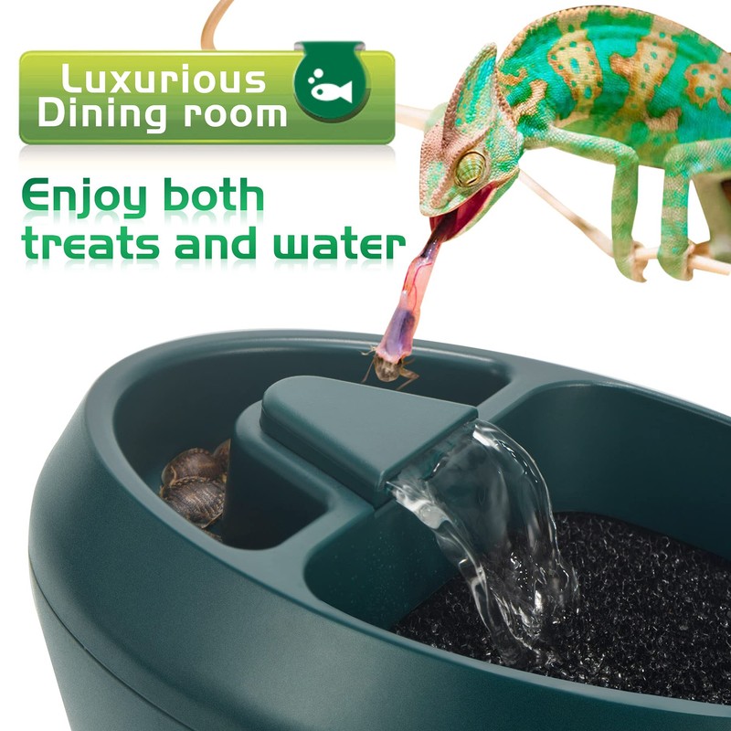 NEPTONION Reptile Chameleon Cantina with Snacks Trough, Drinking Fountain Water