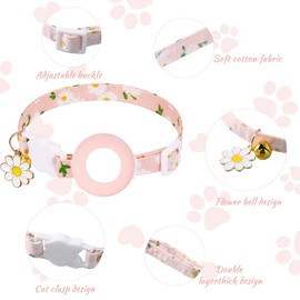 Airtag Collar para Gato Perro, Cat Collar Holder, Collar para Gato con Airtag, GPS Cat Collar Reflectante y Rango Ajustable 18-28cm con Timbre y Hebilla de Liberación de Seguridad (Verde)