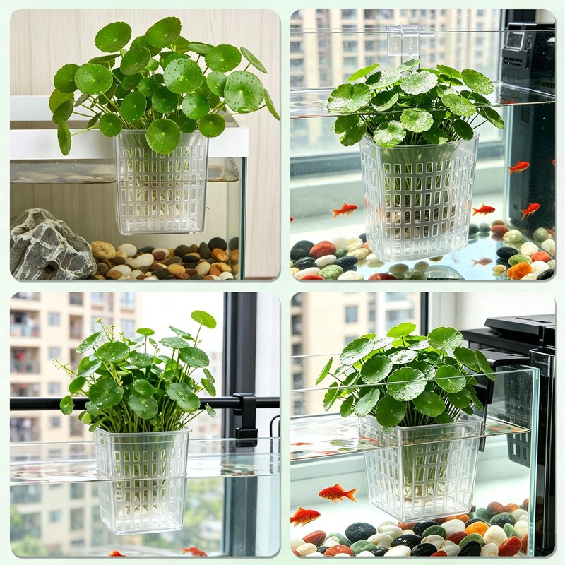 Upgraded Adjustable Aquarium Plant Holder,Fish Tank Plants Holder,Top Hanging Design,Adjustable