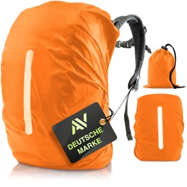 AVANA Rain Cover for Backpacks with Reflective Strips (10-70L) Waterproof Rain Cover School Bag Reflector Backpack Cover Reflective Backpack Cover Orange