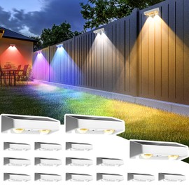SOLPEX Solar Fence Lights Outdoor, 9 Fixed Colors ＆ Color Changing Fence Solar Lights Outdoor Waterproof IP65, LED Deck Lighting for Backyard Wall Step Patio Railing Pool Porch (16 Pack)