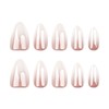 30Pcs French Tip False Nails - Almond Medium White Chrome
