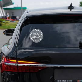 YIKIADA Baby On Board Car Sign 6×6 Inches Warning Safety Awareness Sticker Vinyl Waterproof Decal Transparent Self Adhesive Durable Cling for Vehicle Window Bumper 5 Pack