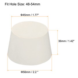 sourcing map 4 x Rubber Tapered Plugs 45 mm to 56 mm Solid Test Tubes Plugs White for Lab House