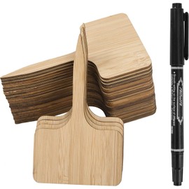 Pflanzenetiketten 50 Stück T-Typ-Etikett Bambus mit Stift für Blumen Gemüse Topfkräuter Baumschulen Zierpflanzen Pflanzenzucht