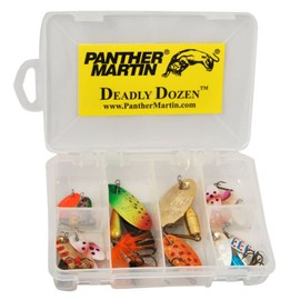 Panther Martin DDMO Deadly Dozen Spinners Fishing Lure Kit for Trout, Salmon, Muskie & More - Best Spinner Kit for Both Freshwater & Saltwater - Sizes 1/48 oz to 1/2 oz - Pack of 12