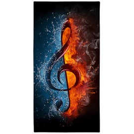 Zomer Microfibre Beach Towel 90 x 180 cm Bath Towel Quick-Drying Ultra Light Sandless Portable Camping Towel Bath Towel with Water and Fire Notes Motif