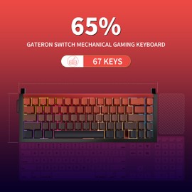kutethy KY67 65% Wireless Mechanical Gaming Keyboard, Aluminum Alloy Hollow Design, Gasket Compact Custom Keyboard Hot-Swap Socket, Gateron Clicky Switches, with RGB Backlit & Frame