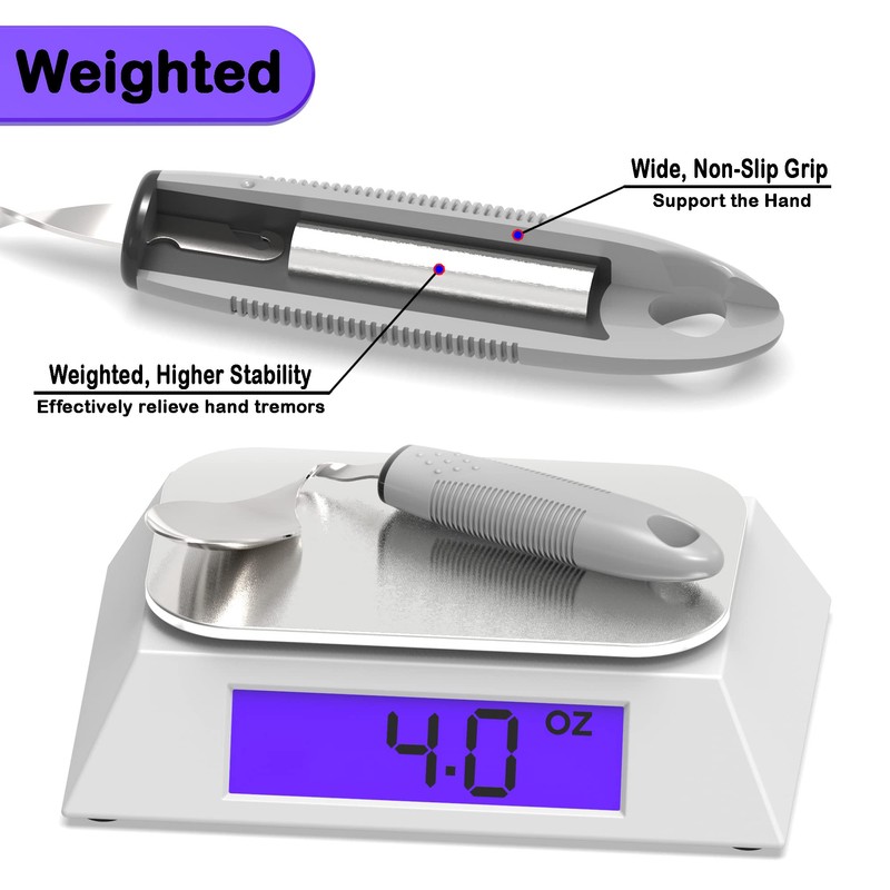 PKPKAUT Bendable/Weighted Spoon for Hand Tremors, Adaptive Handicap Spoon for